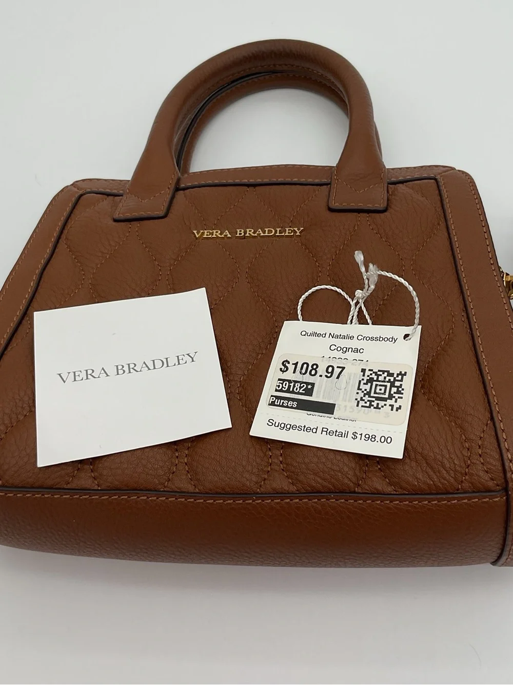 Vera Bradley Quilted Natalie Crossbody Brown Leather Bag